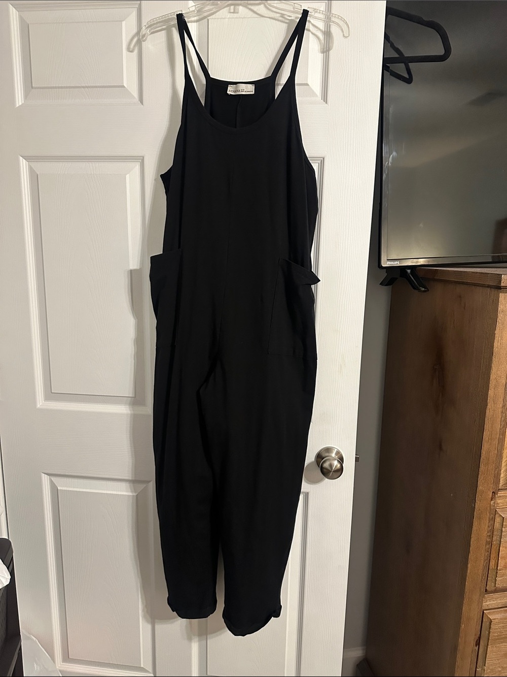 Zenana Outfitters Black Strappy Utility Jumpsuit